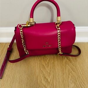 Nine West Pink Handbag with Gold Accents
